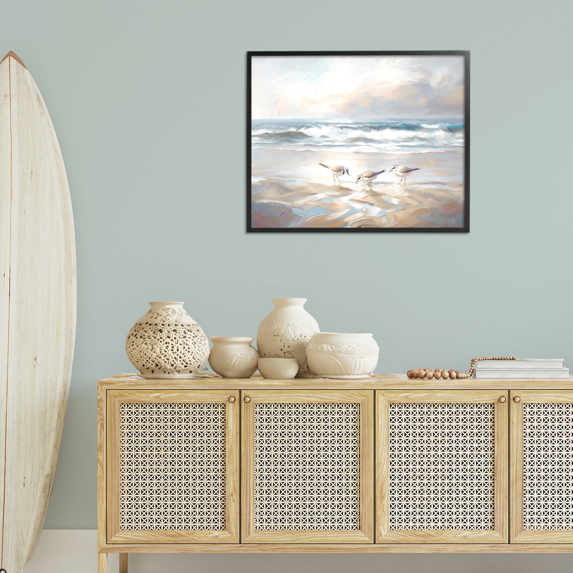 Stupell Industries Blue Haven Bay Coastal Painting Black Framed Art Print Wall Art, 30 x 24
