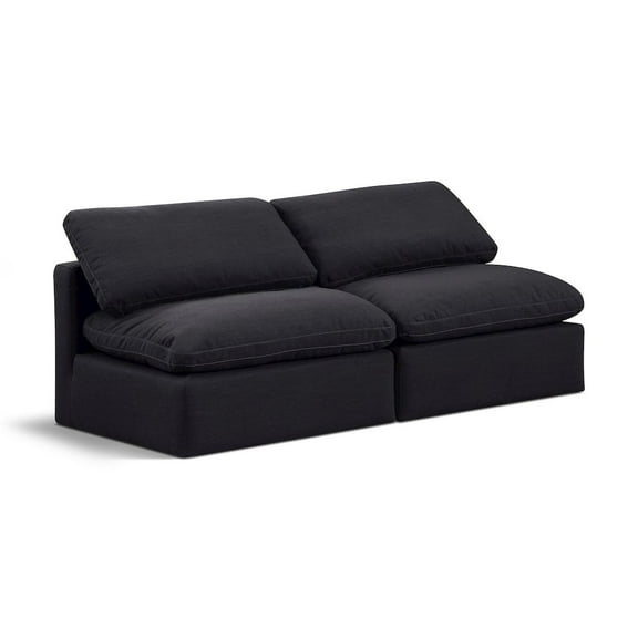 Meridian Furniture Indulge 70" Contemporary Linen Fabric Modular Sofa in Black