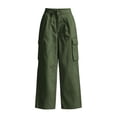 thumbnail image 5 of Women's High Waist Loose Wide Leg Cargo Pants, Stretch Elastic Waist Multi Pocket Polyester Trousers, All Season Casual Bottoms for Travel Stroll Relaxed Office | TruHer,Green M, 5 of 8