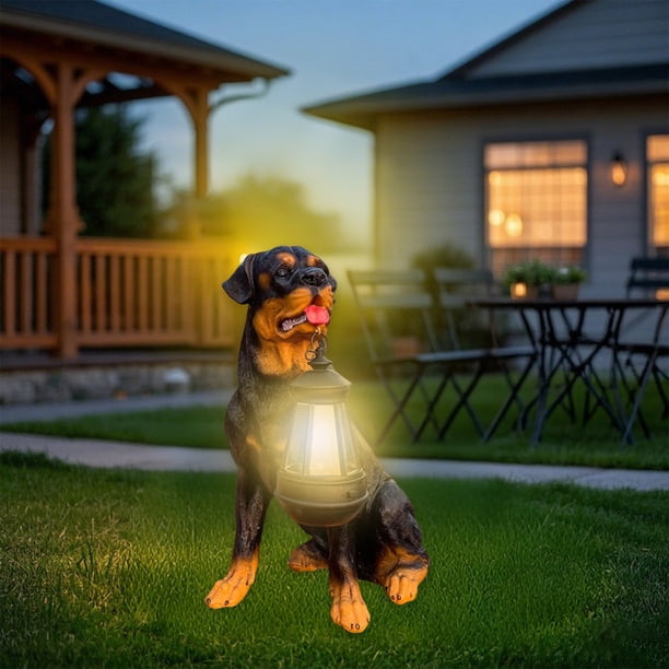 Adorno Solar Colgante para Perro | Figura de Cachorro de Resina con Luz Led Solar | Decoración de Jardín Exterior Resistente a La Intemperie | Iluminación Ambiental de Bajo Consumo para Patio y Jardí