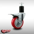thumbnail image 2 of 4 Inch SS Red Poly Swivel 1-3/4 Inch Expanding Stem Caster Total Lock Brake SCC, 2 of 2