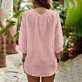 thumbnail image 7 of Elwylmiz Women's 3/4 Sleeve Tops Lace Up V Neck Blouses Boho Ruffled Trim Loose Fit Casual Shirts Summer Fall Outfits, 7 of 7