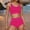 Pink, variant on Dxzfnsa Womens Split Swimsuits Women's Trendy Two Piece Solid Color Bathing Suits Lightweight Round Neck Tanks High Waisted Shorts