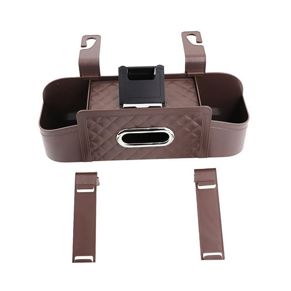funtasica Generic Car Backseat Organizer Seat Back Hanging Storage Box Easy Installation Multifunctional with Phone Mount Brown