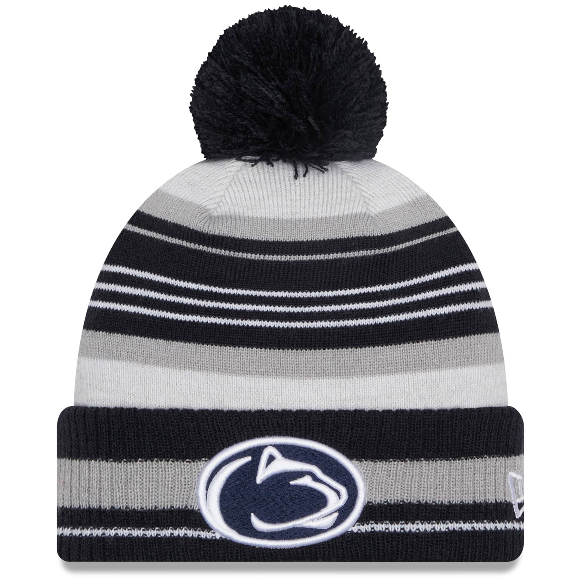 Grayed Cuffed Knit Hat with Pom - OSFA 