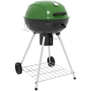 Outsunny 21" Kettle Charcoal BBQ Grill with Wheels, Barbecue, Green