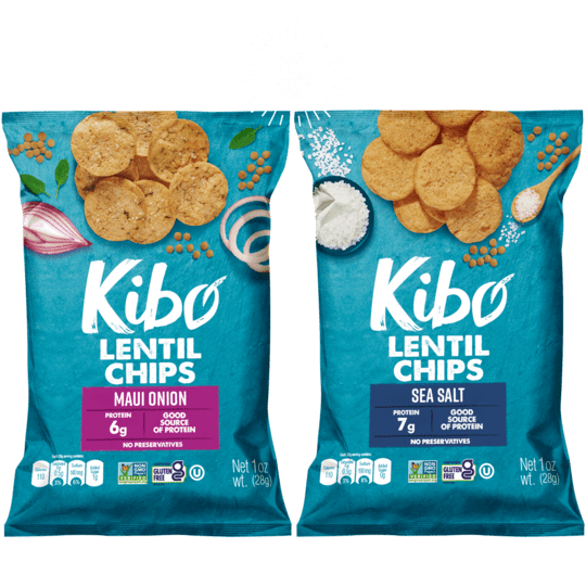 Kibo Lentil ChipsVariety Pack ( Sea Salt & Maui Onion)GlutenFree