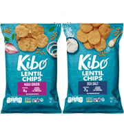 Kibo Lentil Chips-Variety Pack ( Sea Salt & Maui Onion)-Gluten-Free Vegan Snacks, Non-GMO Verified, Plant-Based 1 oz 12 Pack