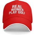 thumbnail image 1 of Real Women Play Golf Unisex Vintage Washed Baseball Cap Adjustable Dad Hat Black, 1 of 7