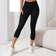 thumbnail image 5 of felwors Women's Capri Textured Leggings High Waist Tummy Control Yoga Pants Navy for Size L, 5 of 7