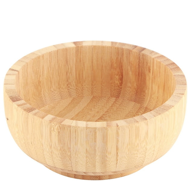 Cuenco redondo de bambú para ensalada, de madera natural, para aperitivos y frutas.