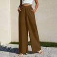 thumbnail image 5 of Linen Palazzo Pants for Women High Waisted V-Cross Trousers Loose Fit Wide Leg Slacks Soft Flowy Long Trousers Business Casual Wear, 5 of 6
