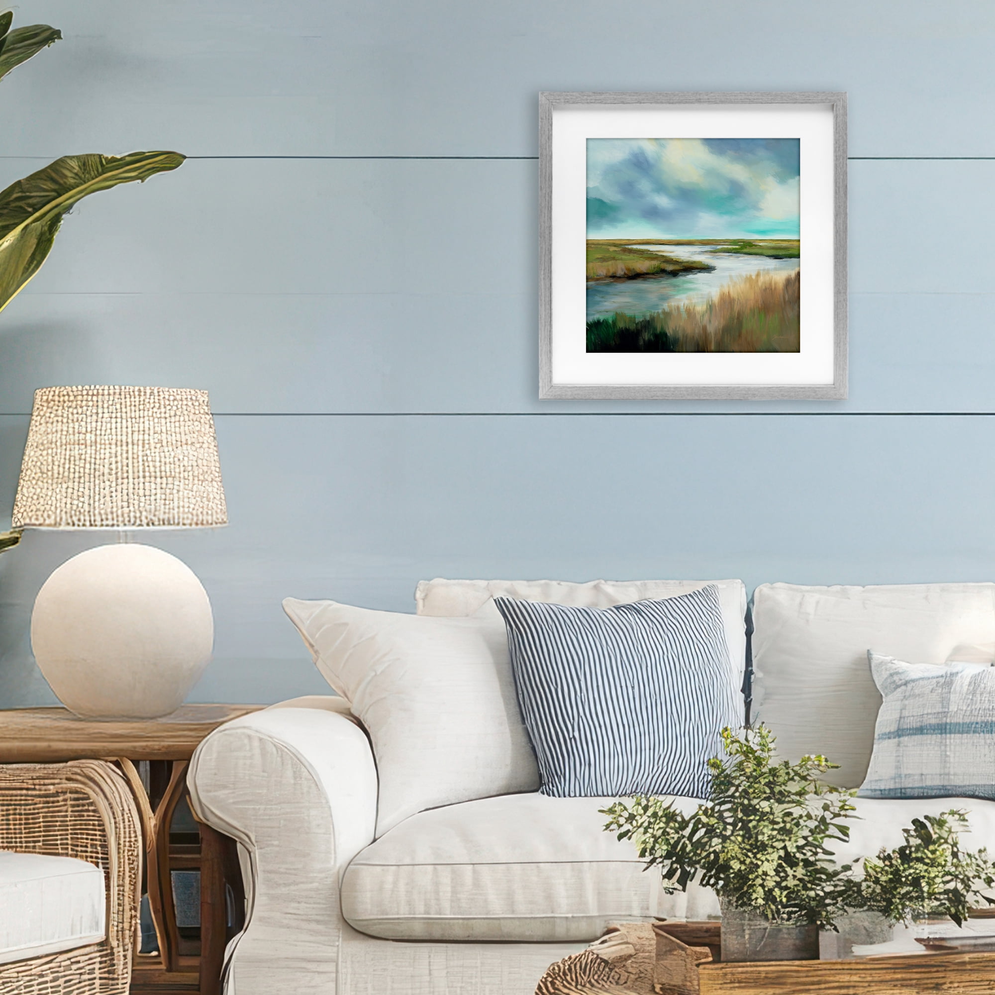Stupell Industries Tranquil Meadow and Wetlands Gray Framed Print Under Glass, design by Liz Jardine