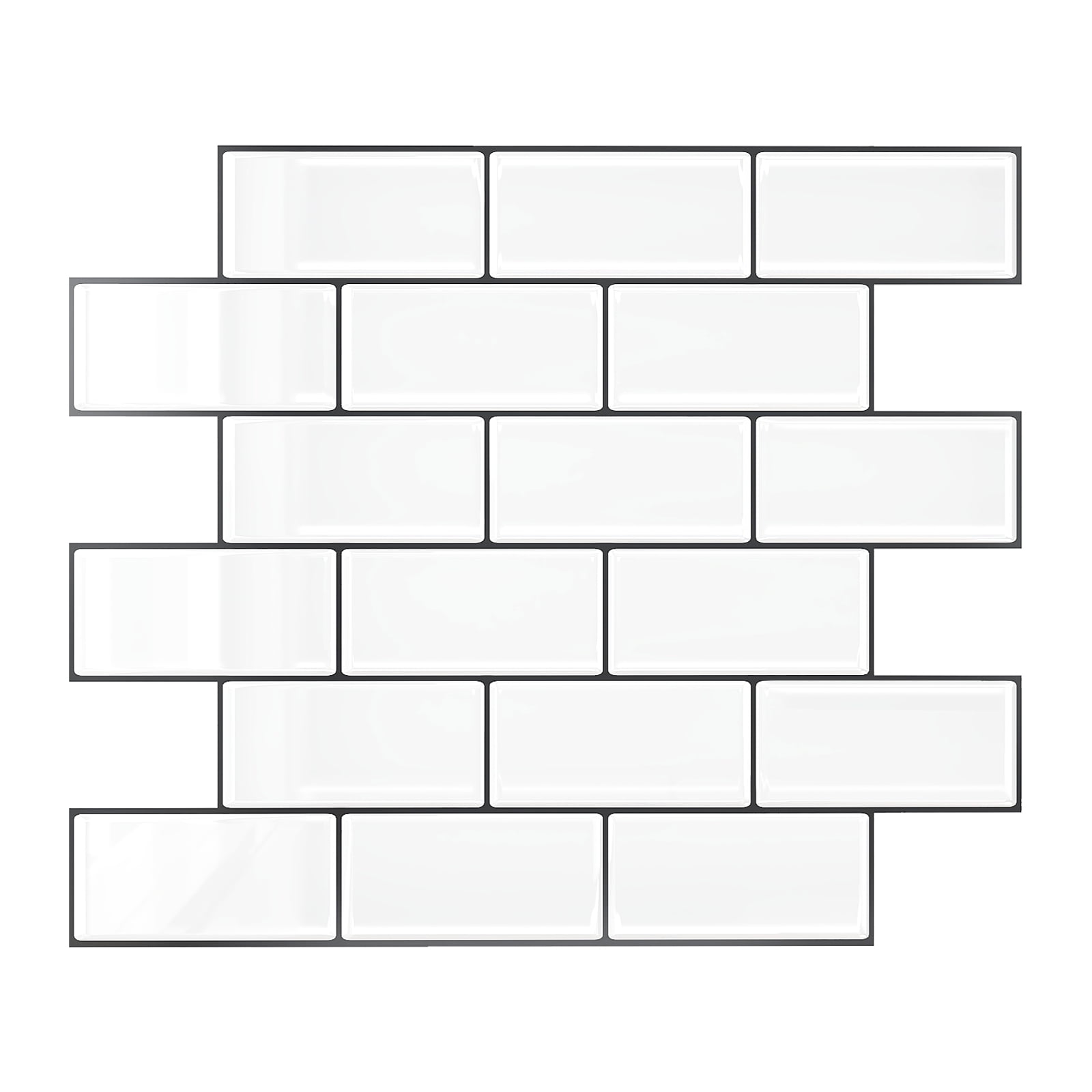 VEELIKE 6 Sheets White Subway Tiles Peel and Stick Backsplash Tiles for Kitchen Bathroom 12"x12" Waterproof Vinyl Wall Tiles Self Adhesive Wall Sticker Tile Faux White Brick Wall Panels