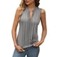 thumbnail image 1 of Top sin mangas con cuello en V y pliegues para mujer, poliéster-spandex, tallas S-XXL, elegante/casual, bloques de color, 1 of 5