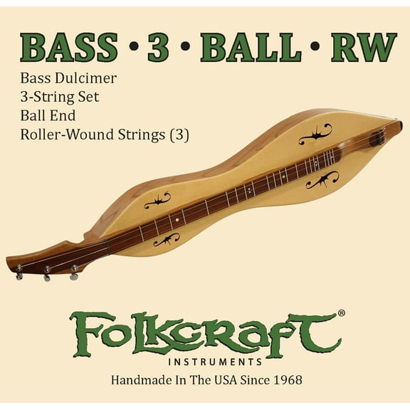 Folkcraft® Mountain Dulcimer String Set, Bass, Ball Ends (.024"RW .032"RW .054"RW)