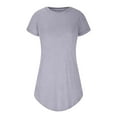 thumbnail image 7 of Women's Dresses Women's Fashion Summer Leisure Sports Curled Sleeves Solid Color Double Pocket Short Sleeve Dress T-shirt Skirt Women Dresses Plus Size, 7 of 7