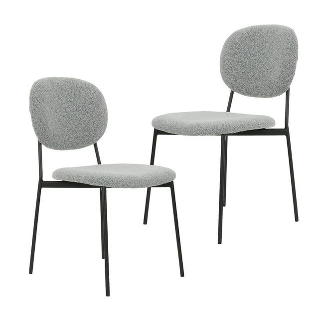 Sillas para Comedor y Sala Redonda Tapizadas Bouclé con Respaldo Estilo Moderno y Minimalista con Patas de Metal Set 2 Silas Gris GAON