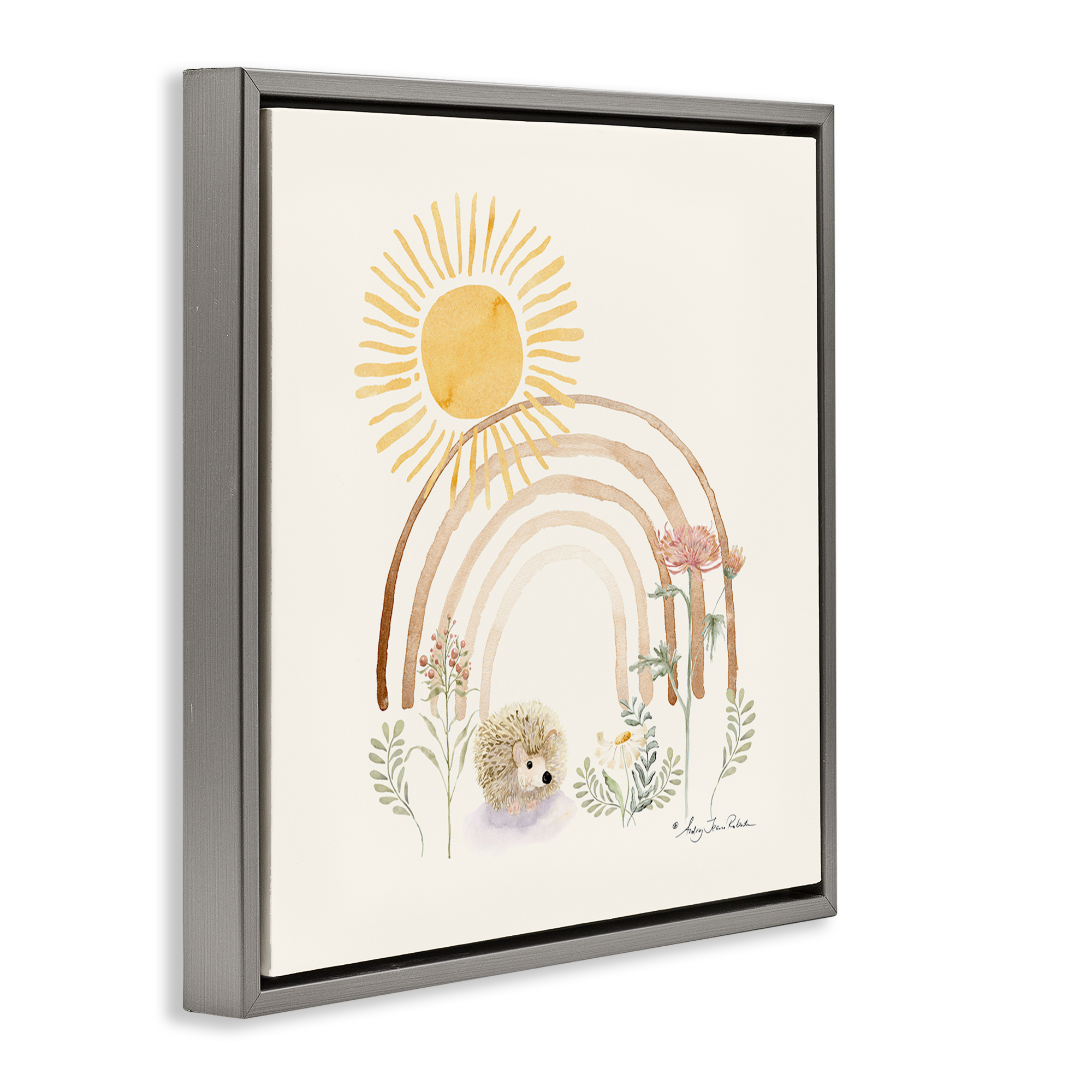Stupell Industries Soft Boho Nature Landscape & Nature Painting Gray Floater Framed Canvas Art Print Wall Art, 18 x 18