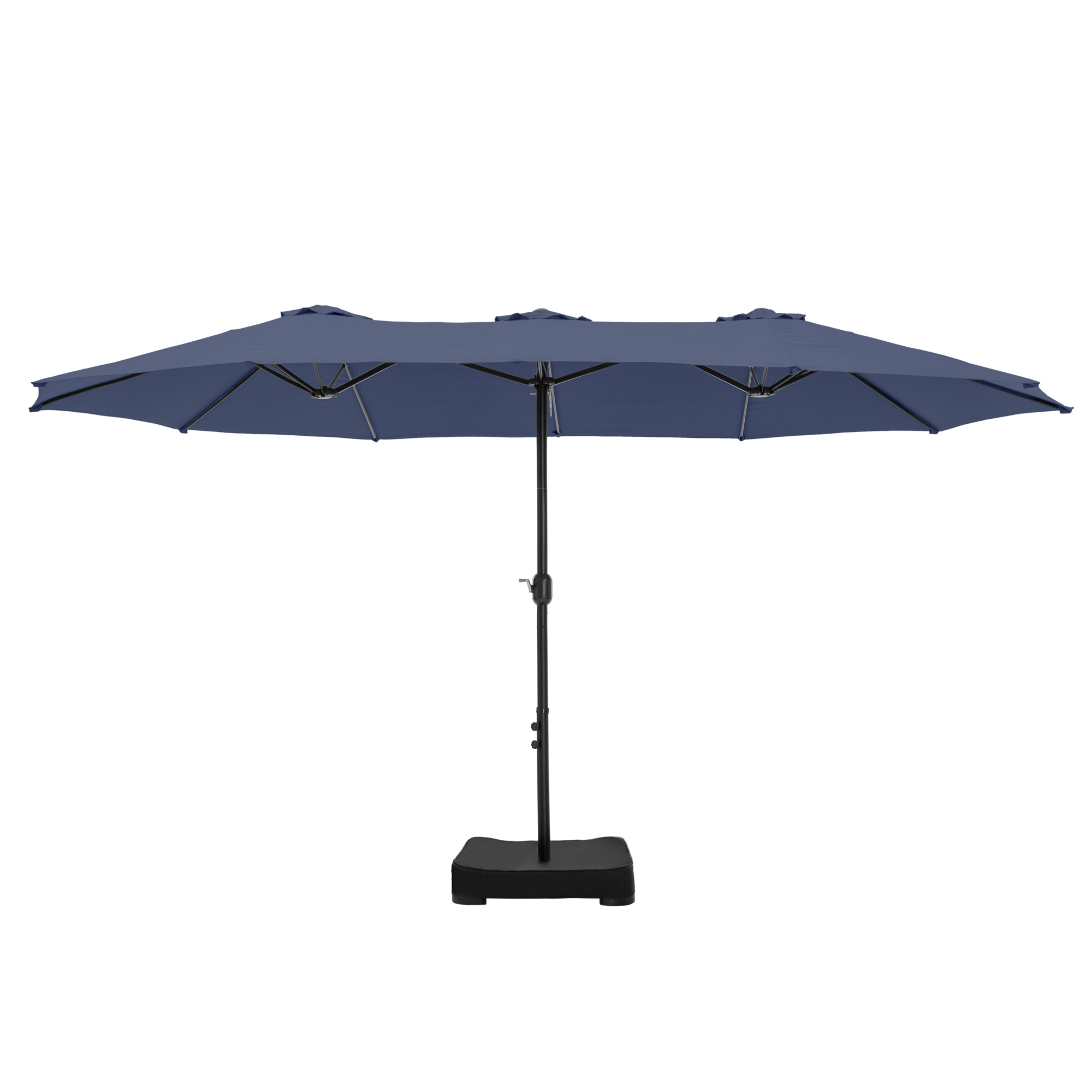 Summit Living 15 FT  Double-Sided Patio Umbrella with Base Large Outdoor Table Umbrella Navy Blue - image 4 of 11