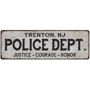 TRENTON, NJ POLICE DEPT. Home Decor Metal Sign Gift 6x18 206180012379