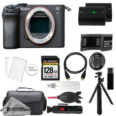 Sony a7C II Mirrorless Camera (Black)   128GB   Tripod   Extra Batt - Value Kit (International Version)
