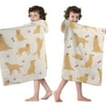 thumbnail image 4 of Golden Retriever with Bones and Paws Hooded Bath Towel，50"x30" for Ages 3 To 12 Kids, Quick Dry Lightweight Soft Microfiber Hood Beach Towel Cover Up for Kids, 4 of 7