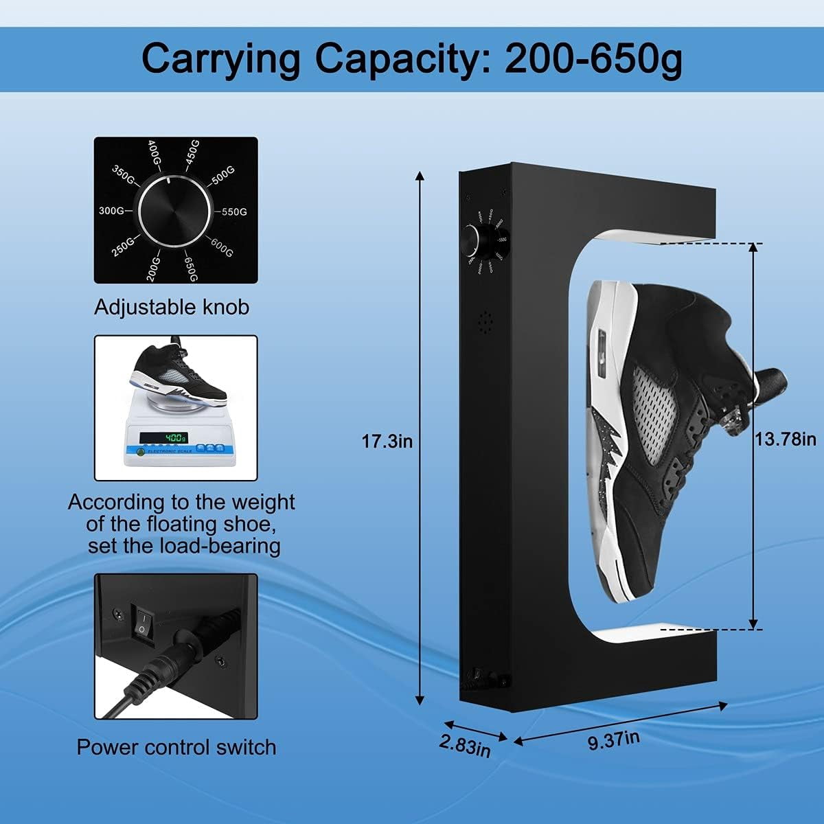VGAzer Levitating Shoe Display Stand, Magnetic Floating Rotating Sneaker with LED Light Remote Control,Rotation Spinning Shoe Rack Holder,Home Office Decor