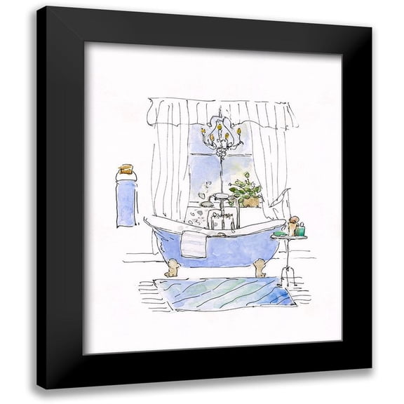 Swatland, Sally 12x14 Black Modern Framed Museum Art Print Titled - Sketchy Bath I