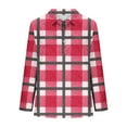 thumbnail image 4 of DAFPZW Womens Basic Tops Casual V Neck Plaid Print Cuffed Long Sleeve Work Tops Blouses Shirts, 4 of 5