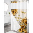 thumbnail image 3 of No Hook Shower Curtain with Snap-in Liner, Farmhouse Sunflower Waterproof Fabric Bathroom Curtains, Vintage Daisy Butterflies Rustic Burlap Bath Curtains & Mesh Top Window 54"x78", 3 of 9