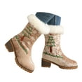 thumbnail image 7 of Christmas Women's Shoes Embroidered And Winter Warm Cotton Boots Woolen Boots Thick Heels Short Boots, 7 of 7