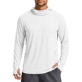 thumbnail image 2 of Mens UPF 50+ Sun Protection Jacket Hooded Long Sleeve Lightweight Quick Dry Fashion Athletic Top with Pockets and Thumb Hole White L, 2 of 8