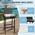 thumbnail image 3 of BeesClover Rattan Bar Chair, Bar Stool with Cushions, Kitchen Barstool, Patio Wicker Chair Height Stool Set, Home Bar Seating for Indoor Outdoor, Backyard, 3 of 8