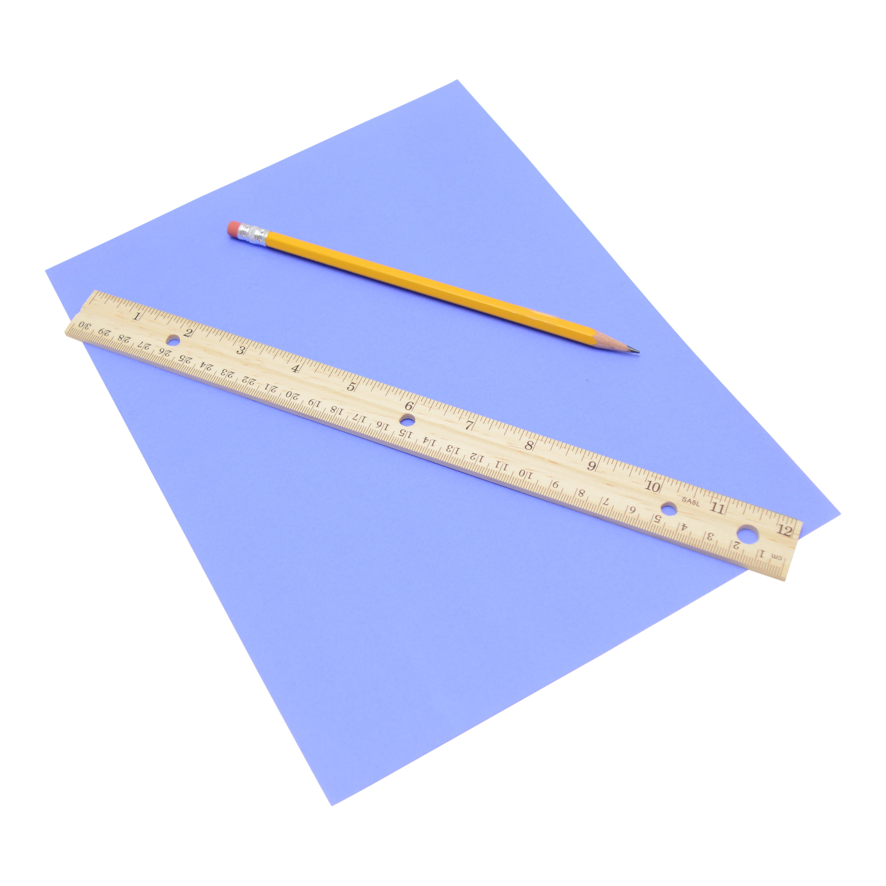 Basix Hole Punched Wood Standard Ruler, English/Metric, Metal Edge, 12", for Office, 30-Pack