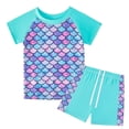 thumbnail image 3 of Girls Rash Guard 2-Piece Swimwear Fish Scale Pattern Swimwear Upf 50+ Uv for 4-12Y, 3 of 6