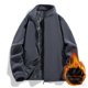thumbnail image 1 of Ceisia Men's Casual Flip Collar Zipper Jacket with Pockets Oversized Contrast Hood Gift Outerwear, 1 of 3