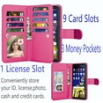 thumbnail image 4 of Njjex Wallet Cases for Galaxy Note 10 10+ Plus 5G Note 9 8, Njjex [Wrist Strap] Luxury PU Leather Wallet Flip Protective Case Cover with 9 Card Slots & KickStand -Hot Pink, 4 of 5