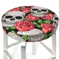 thumbnail image 6 of Goofa Skull and Roses Printed Stool Covers Round, Waterproof Round Bar Stool Covers Anti-Slip Round Bar Stool Seat Cover with Elastic Bands Durable -14 inch, 6 of 7