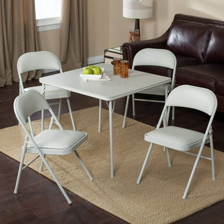 Meco Sudden Comfort Deluxe Double Padded Chair And Back 5 Piece Card Table Set Grey Dream