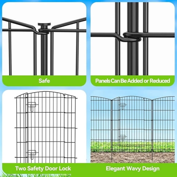 Decorative Garden Fence 6 Panels 13ft (L)×36in (H) Animal Barrier Fences with 5 Panels   1 Gate, No Dig Garden Fencing Rustproof Metal Wire Temporary Rabbit Dog Fence for Patio Outdoor Yard