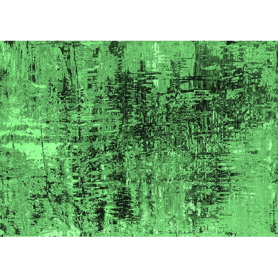 Ahgly Company Indoor Rectangle Oriental Emerald Green Industrial Area Rugs, 7' x 9'