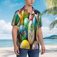 thumbnail image 3 of Lsque Easter Eggs Pattern Hawaiian Shirt for Men Unisex Summer Beach Casual Short Sleeve Cotton Linen Button Down Shirts,XX-Large, 3 of 7