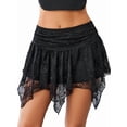 thumbnail image 3 of Lace Mini Skirts for Women Flowy Skirt Boho Layered Asymmetrical Short Skirt Black S, 3 of 6