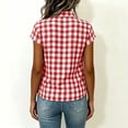 thumbnail image 3 of cocolona Summer Plaid Shirts for Women Lapel Short Sleeve Button Tops Dressy Casual Loose Blouses, 3 of 5