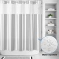 thumbnail image 3 of No Hook Shower Curtain, Striped Grey Shower Curtains for Bathroom with See Through Top Window, Farmhouse Line Stripes Classic Waterproof & Washable Bath Curtain 66"x72", 3 of 9