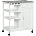 thumbnail image 1 of HOMCOM Kitchen Cart on Wheels with Wine Rack, Drawer, Shelf and Cabinet, 1 of 10