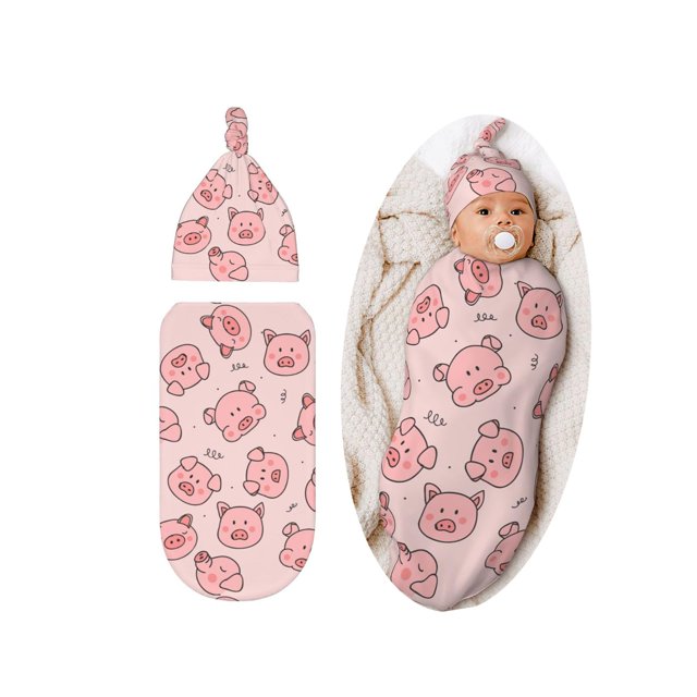 Set de Manta Envolvente para Bebé Lcokin Diseño de Cerdito Suave 29x53 cm