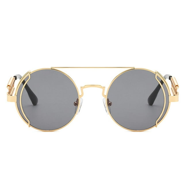 Lunettes de Soleil Monture en Métal Rétro Vintage Style Cyberpunk pour Femmes et Hommes