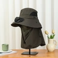 thumbnail image 2 of FUZHIQ Lightweight Cooling Fan Hat with Neck & Face Cover, Solar Powered Wide Brim Sun Hat with Breathable Mesh Window, Adjustable Fan for Men Women Fishing Hiking Camping Beach,One Size, 2 of 4
